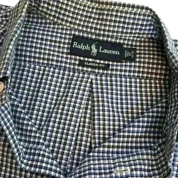 Men’s Ralph Lauren Blue Check Long Sleeve Button Down - Size 17, 34/35 - Picture 4 of 10
